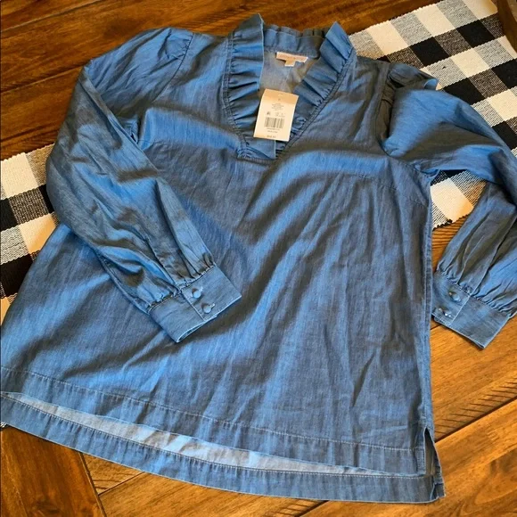 Crown & Ivy solid ruffle neck top - Picture 9 of 9